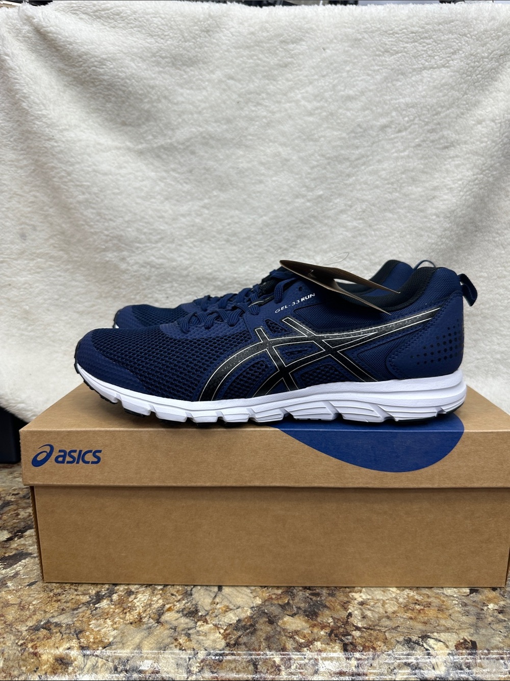 Asics Men's Navy and White Athletic Running Shoes